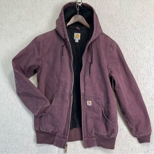 Carhartt WJ130 DPM Womens M Purple Dusty Plum Coat Quilted Hooded Canvas Jacket